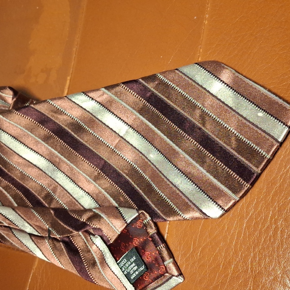 Gucci Brown Striped Men's Tie - Picture 5 of 5